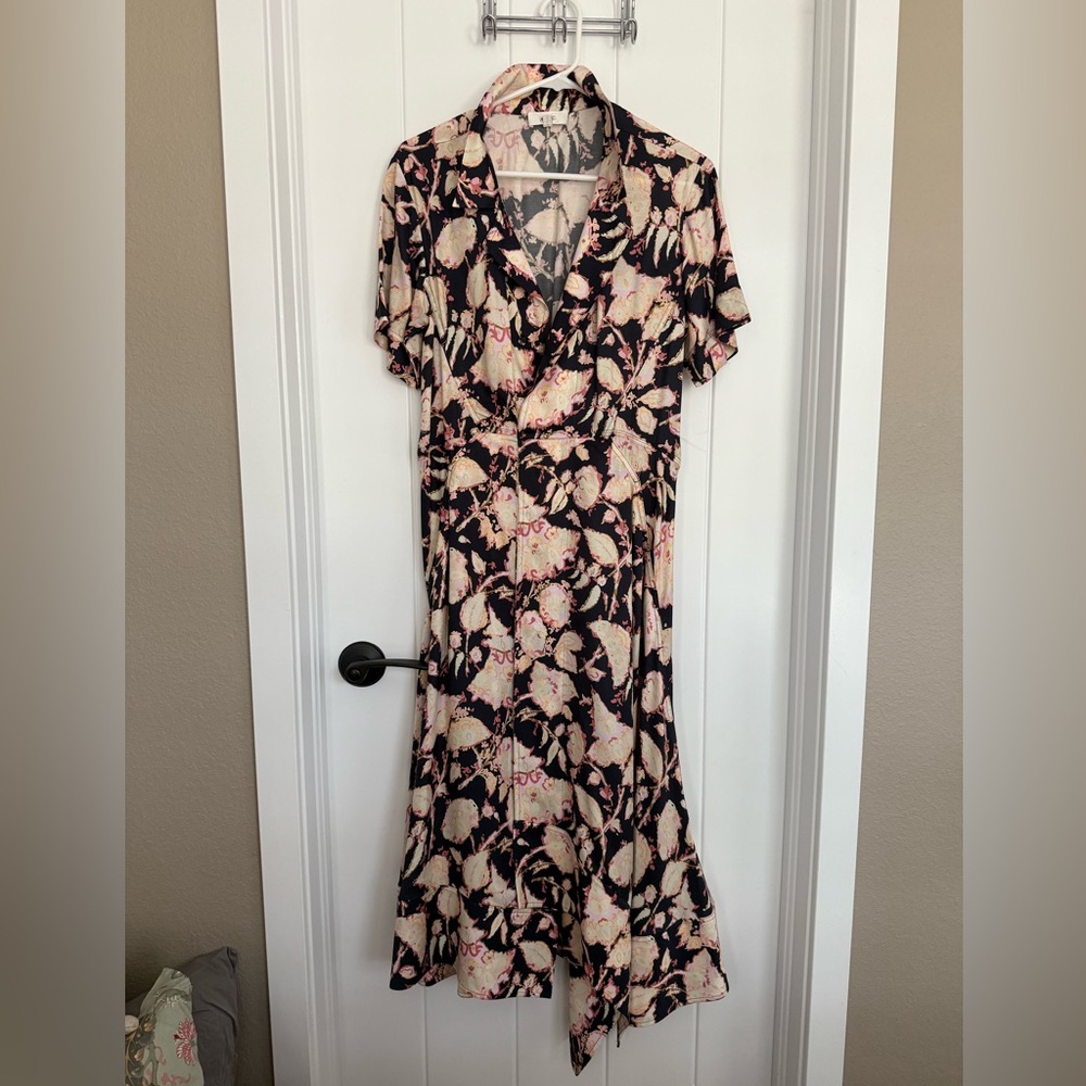 A.L.C. Asymmetrical Floral Dress - Pink and Black